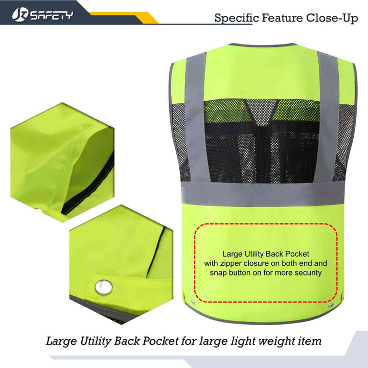 JKSafety 12 Pockets Hi-Vis Reflective Safety Vest (JK180)