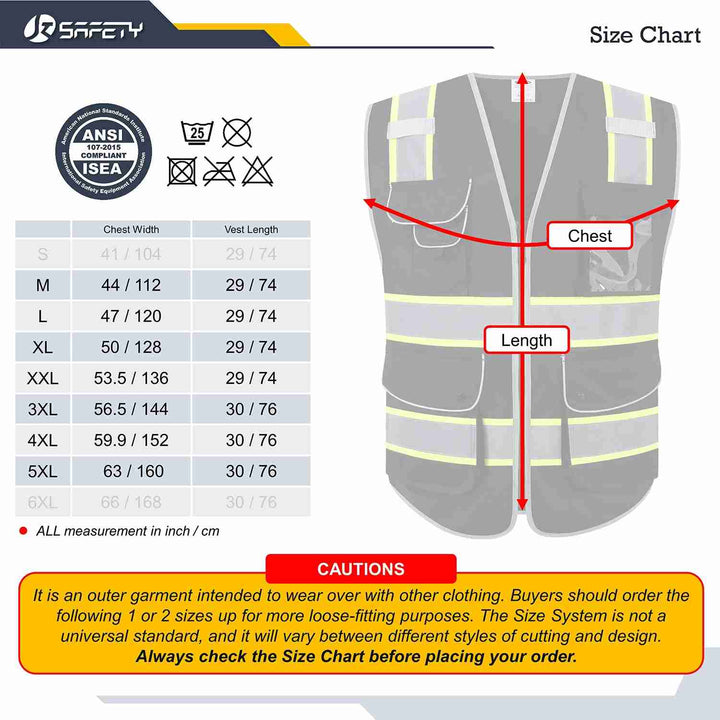 JKSafety 9 Pockets Two-Tone Hi-Vis Reflective Safety Vest (JK901-EV)