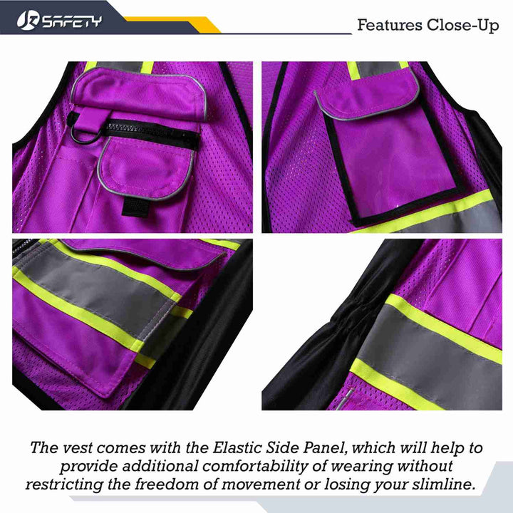 JKSafety 9 Pockets Women Mesh Two-Tone Hi-Vis Reflective Safety Vest (JK168-EV)