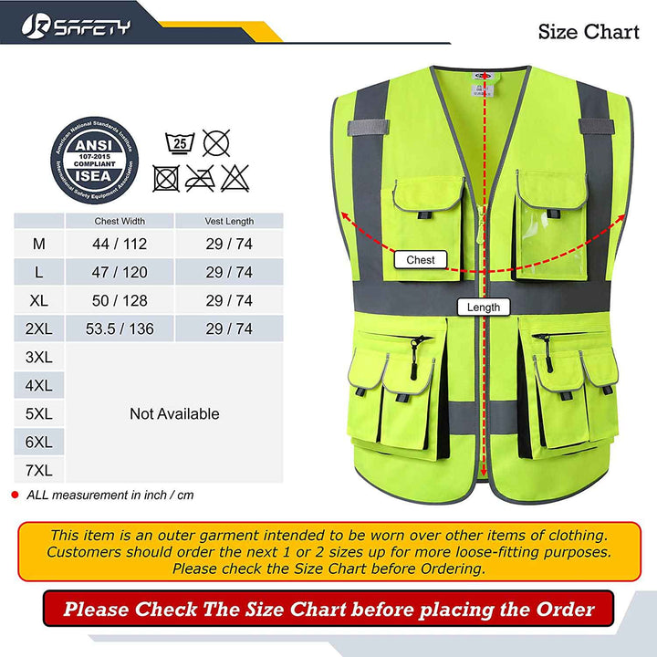 JKSafety 10 Pockets Hi-Vis Reflective Safety Vest (JK088-C2)