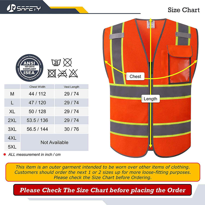 JKSafety 3 Pockets Mesh Two-Tone Hi-Vis Reflective Safety Vest (JK099-C2)