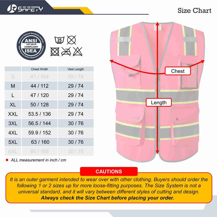 JKSafety 9 Pockets Two-Tone Hi-Vis Reflective Safety Vest (JK901-EV)