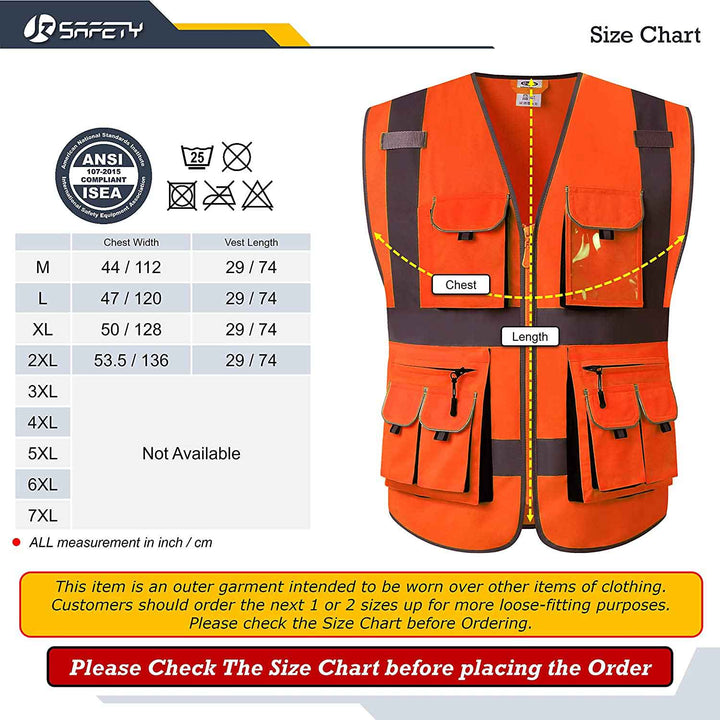 JKSafety 10 Pockets Hi-Vis Reflective Safety Vest (JK088-C2)