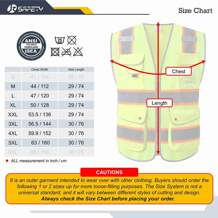 JKSafety 9 Pockets Two-Tone Hi-Vis Reflective Safety Vest (JK901-C2)