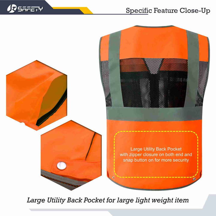 JKSafety 12 Pockets Hi-Vis Reflective Safety Vest (JK180)