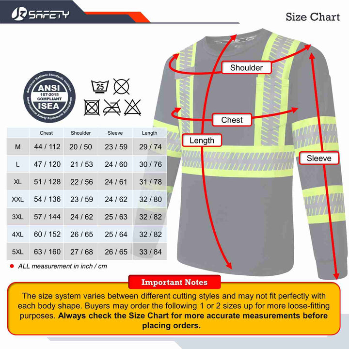 JKSafety Hi-Vis Two-Tone Safety Shirt with Long Sleeve, Crew Neck (JKT091)