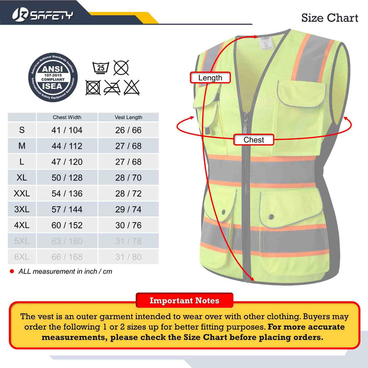 JKSafety 9 Pockets Women Mesh Two-Tone Hi-Vis Reflective Safety Vest (JK168-C2)