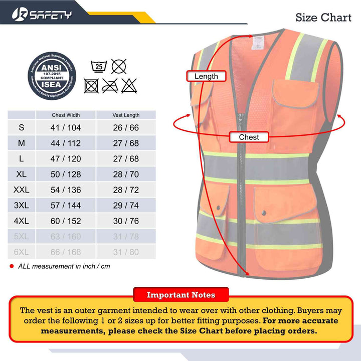 JKSafety 9 Pockets Women Mesh Two-Tone Hi-Vis Reflective Safety Vest (JK168-C2)