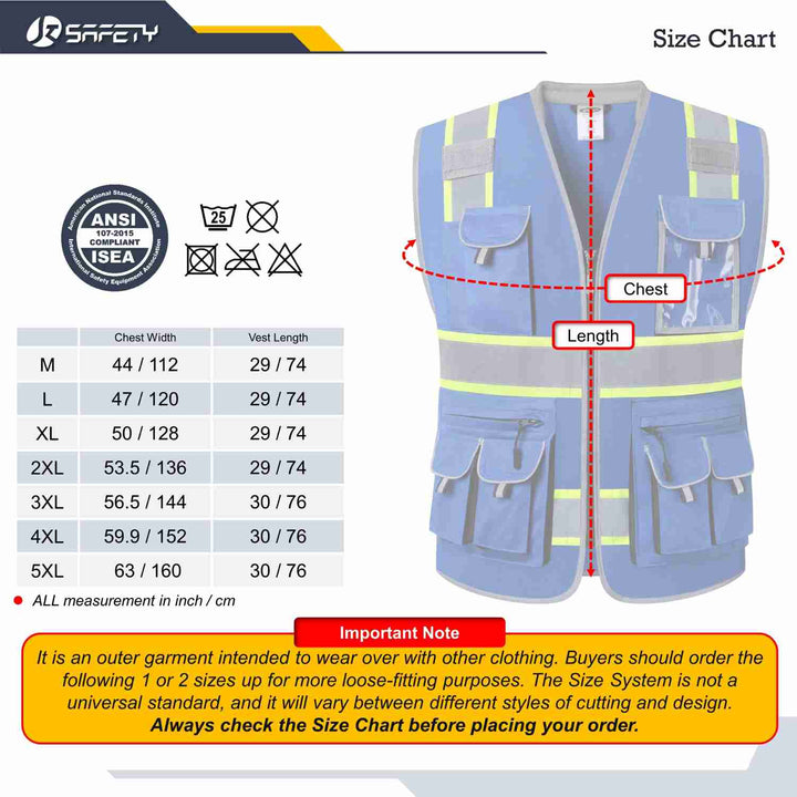 JKSafety 10 Pockets Two-Tone Hi-Vis Reflective Safety Vest (JK089-EV)