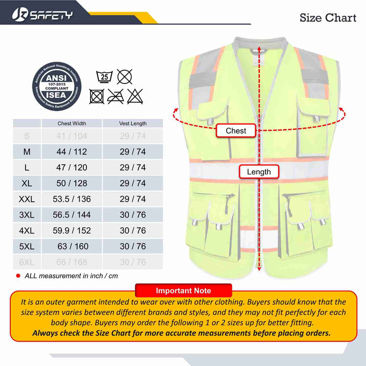 JKSafety 10 Pockets Two-Tone Hi-Vis Reflective Safety Vest (JK089-C2)