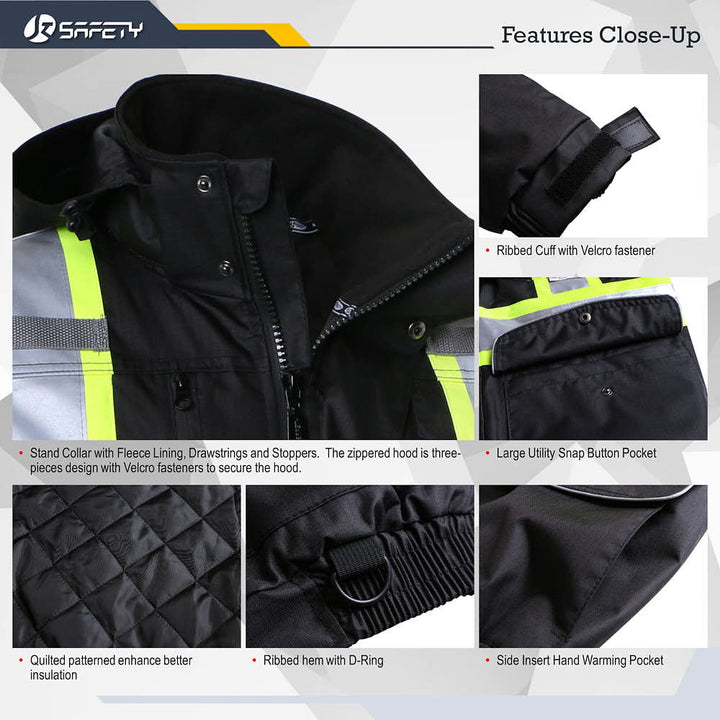 JKSafety 10 Pockets Waterproof Hi-Vis Reflective Winter Bomber Jacket (JK118-EV)