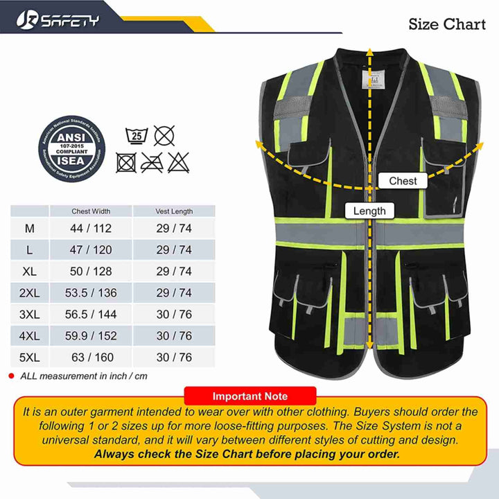 JKSafety 10 Pockets Two-Tone Hi-Vis Reflective Safety Vest (JK089-EV)