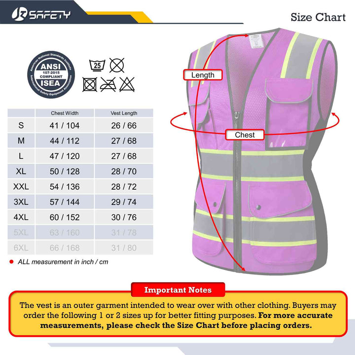 JKSafety 9 Pockets Women Mesh Two-Tone Hi-Vis Reflective Safety Vest (JK168-EV)