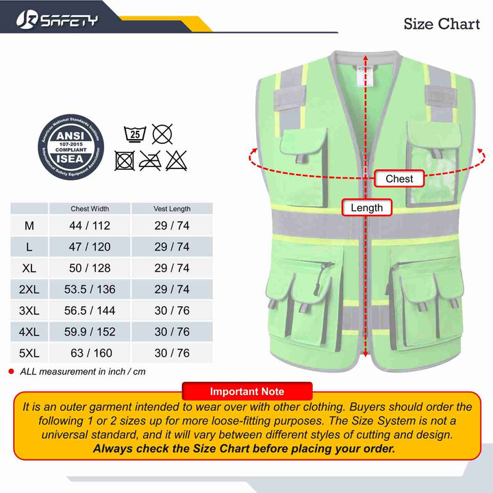 JKSafety 10 Pockets Two-Tone Hi-Vis Reflective Safety Vest (JK089-EV)