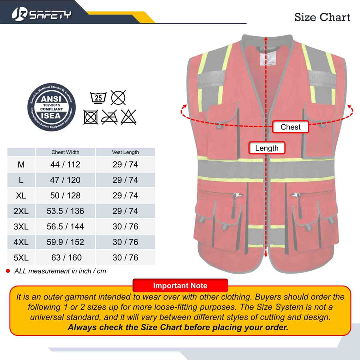 JKSafety 10 Pockets Two-Tone Hi-Vis Reflective Safety Vest (JK089-EV)