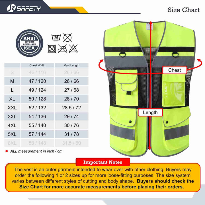 JKSafety 12 Pockets Hi-Vis Reflective Safety Vest (JK180)