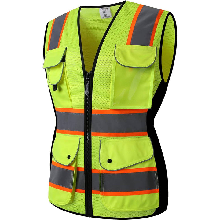 JKSafety 9 Pockets Women Mesh Two-Tone Hi-Vis Reflective Safety Vest (JK168-C2)