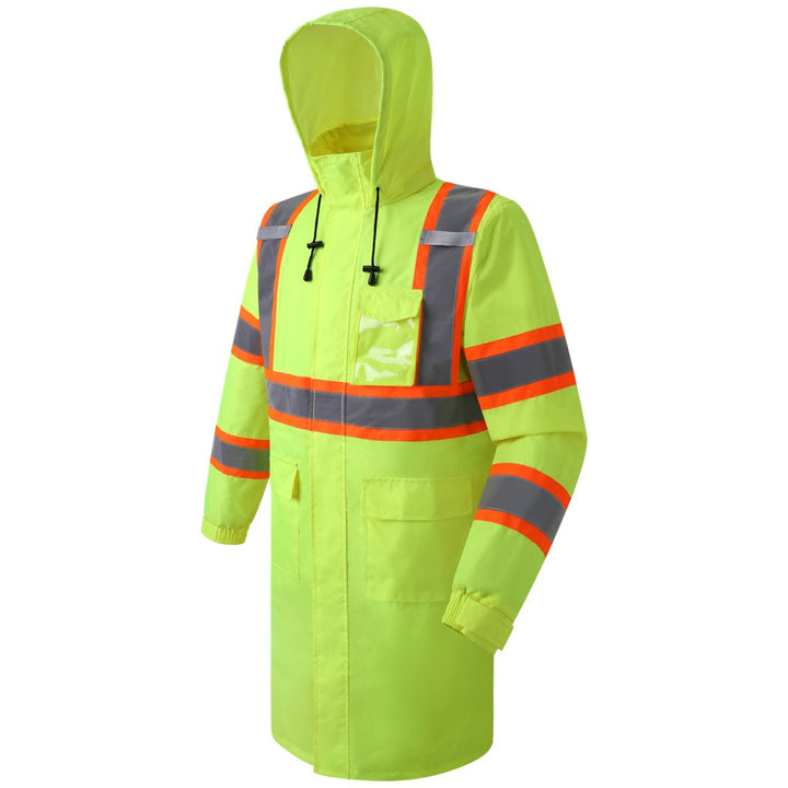 JKSafety Hi-Vis Reflective Safety Rain Gear, Waterproof Long Rain Jacket (JKR119-C3)