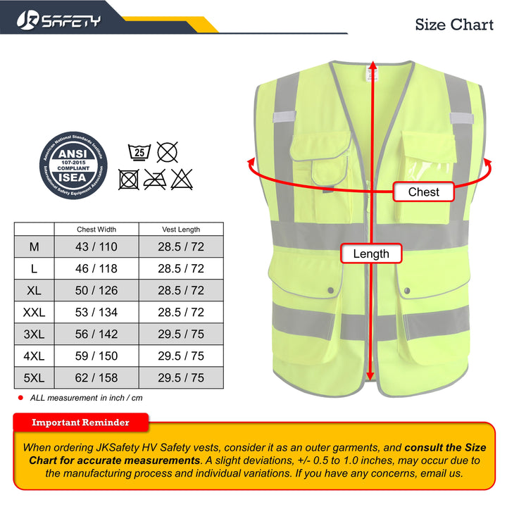 JKSafety 9 Pockets Hi-Vis Reflective Safety Vest (JK150-C2)