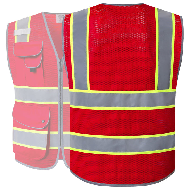 JKSafety 9 Pockets Mesh Two-Tone Hi-Vis Reflective Safety Vest (JK100-EV)