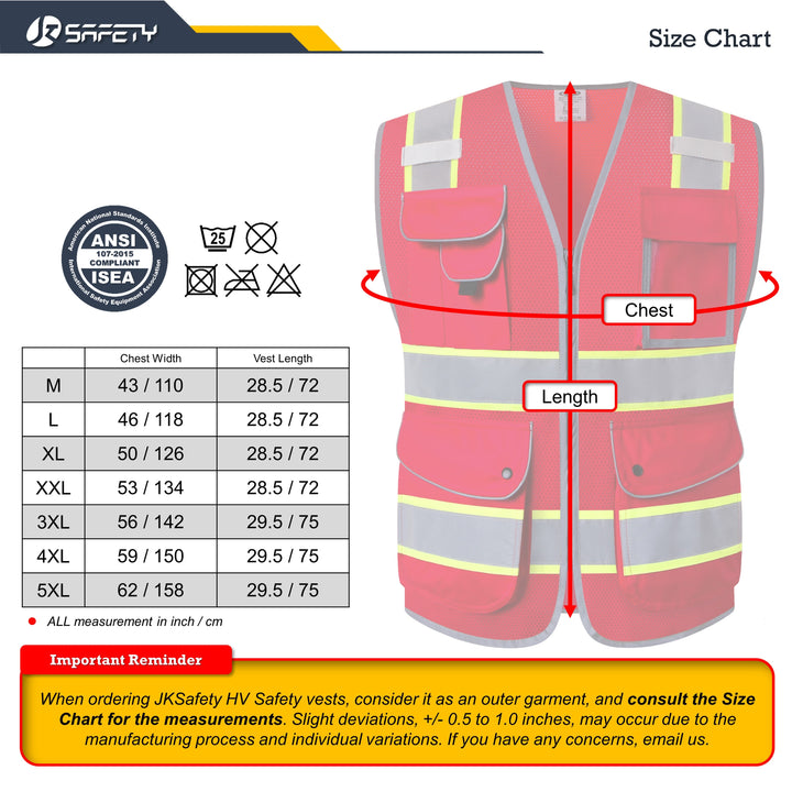 JKSafety 9 Pockets Mesh Two-Tone Hi-Vis Reflective Safety Vest (JK100-EV)