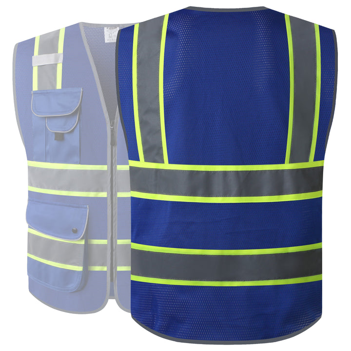 JKSafety 9 Pockets Mesh Two-Tone Hi-Vis Reflective Safety Vest (JK100-EV)