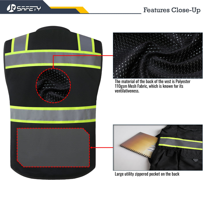 JKSafety Heavy Duty Reflective Surveyor Safety Vest Cushioned Collar (JK188)