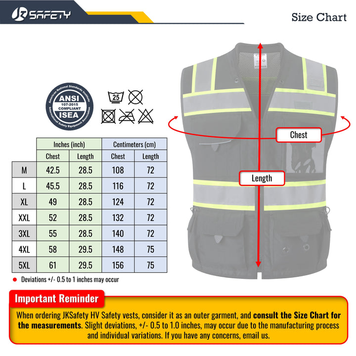 JKSafety Heavy Duty Reflective Surveyor Safety Vest Cushioned Collar (JK188)