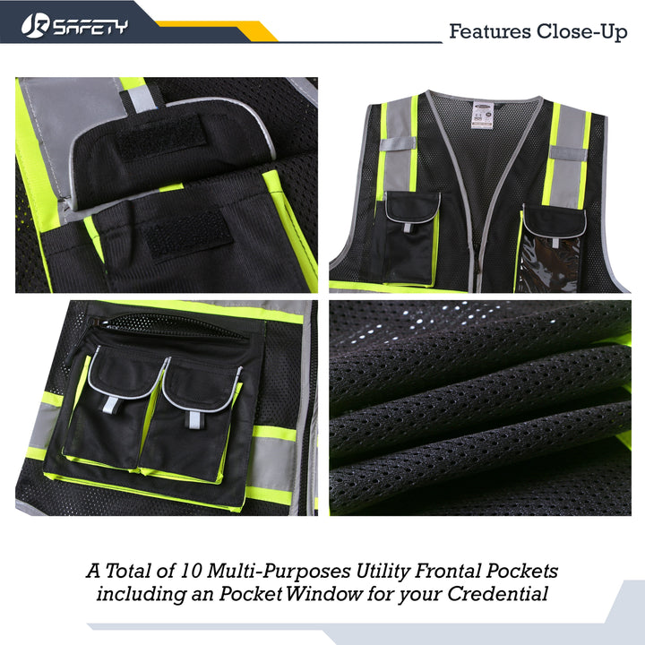 JKSafety 10 Pockets Two-Tone Mesh Hi-Vis Reflective Safety Vest (JK086)