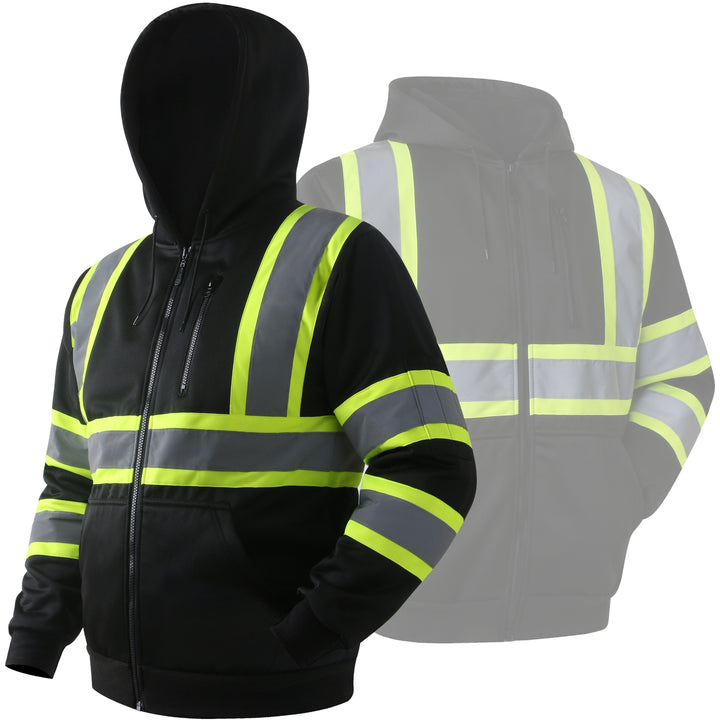 JKSafety Hi-Vis Reflective Safety Hooded Sweatshirt Zip-Up Hoodie (JKHS121)