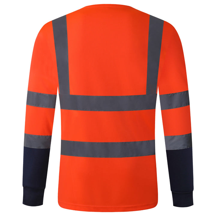 JKSafety Hi-Vis Reflective Safety Shirts with Long Sleeve, Black Bottom (JKT078)