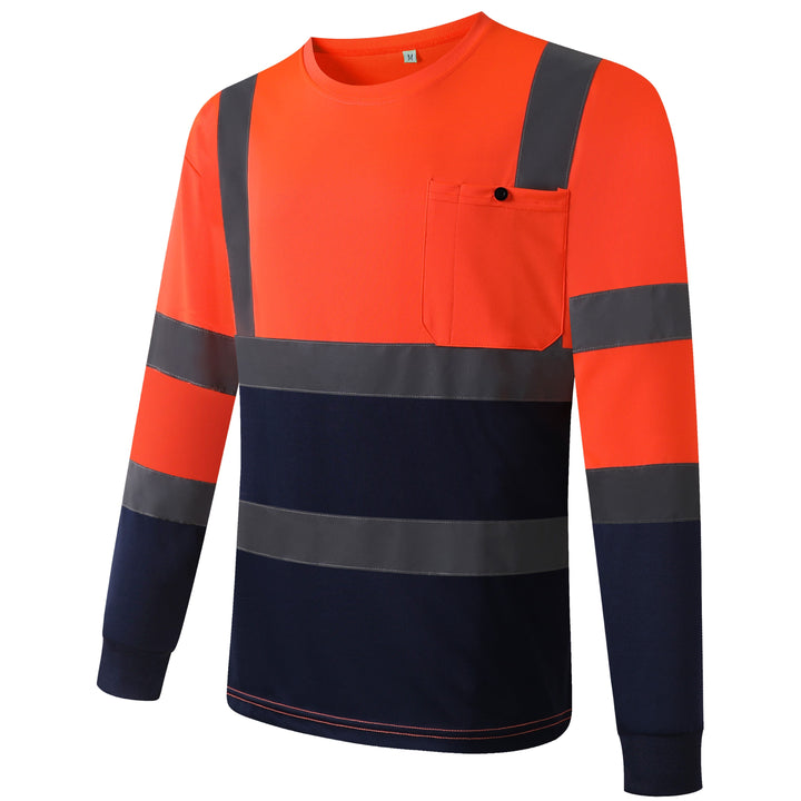 JKSafety Hi-Vis Reflective Safety Shirts with Long Sleeve, Black Bottom (JKT078)