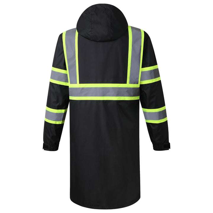 JKSafety Hi-Vis Reflective Safety Rain Gear, Waterproof Long Rain Jacket (JKR119-EV)