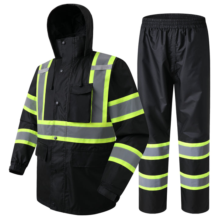 JKSafety Hi-Vis Rain Gear, Waterproof Reflective Rain Jacket and Pants (JKR117-EV)