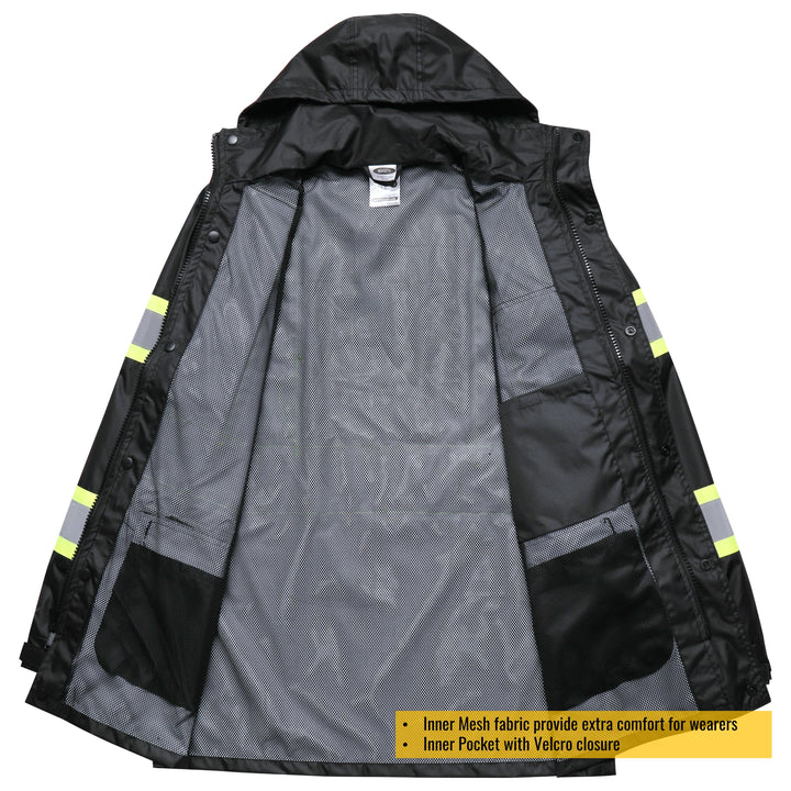 JKSafety Hi-Vis Rain Gear, Waterproof Reflective Rain Jacket and Pants (JKR117-EV)