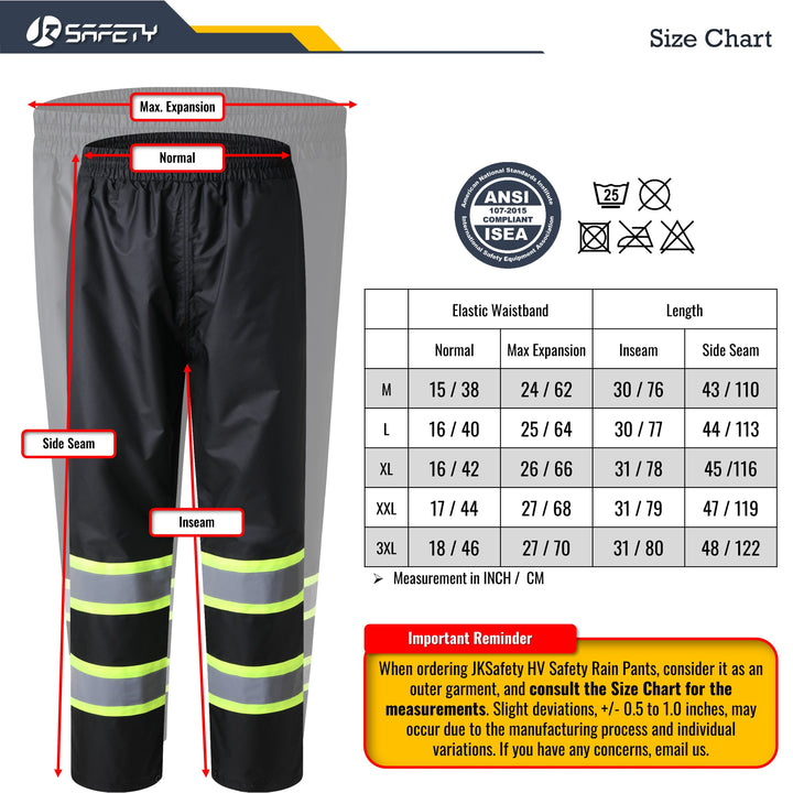 JKSafety Hi-Vis Rain Gear, Waterproof Reflective Rain Jacket and Pants (JKR117-EV)