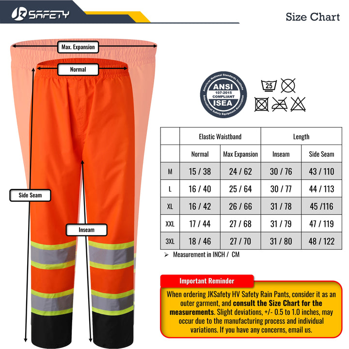 JKSafety Hi-Vis Rain Gear, Waterproof Reflective Rain Jacket and Pants (JKR117-C3)