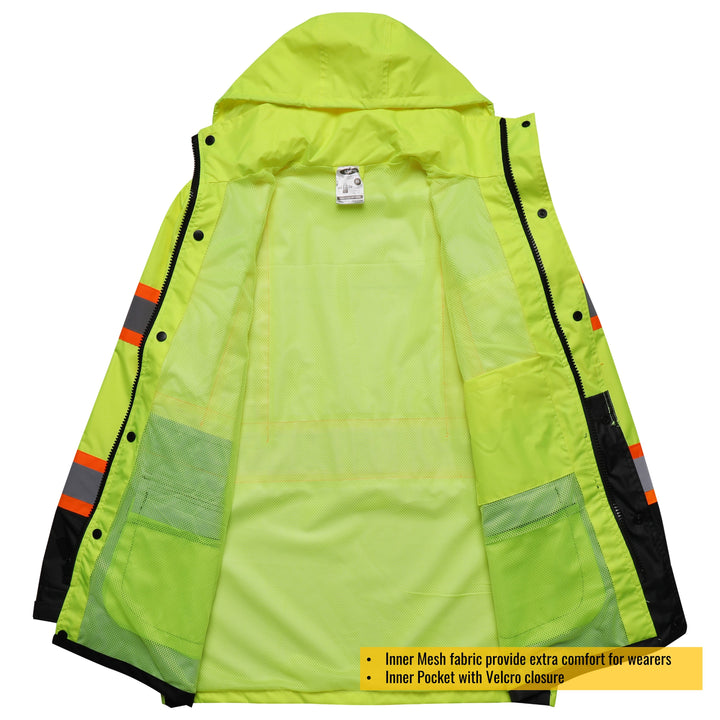 JKSafety Hi-Vis Rain Gear, Waterproof Reflective Rain Jacket and Pants (JKR117-C3)