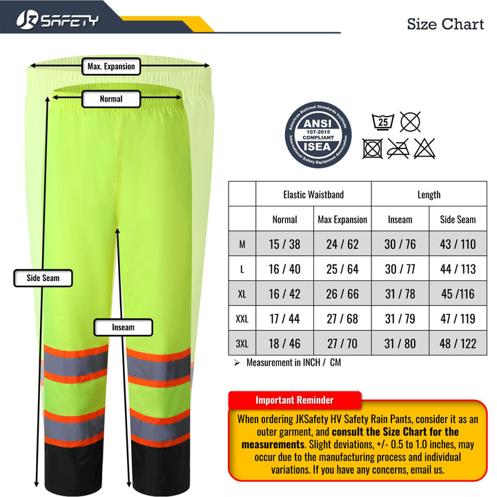 JKSafety Hi-Vis Rain Gear, Waterproof Reflective Rain Jacket and Pants (JKR117-C3)