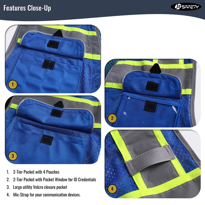 JKSafety 9 Pockets Mesh Hi-Vis Safety Vest (JK189)