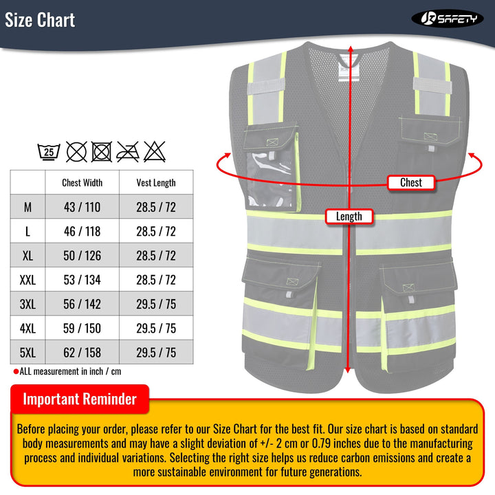 JKSafety 8 Pockets Two-Tone Mesh Hi-Vis Reflective Safety Vests (JK220-EV)