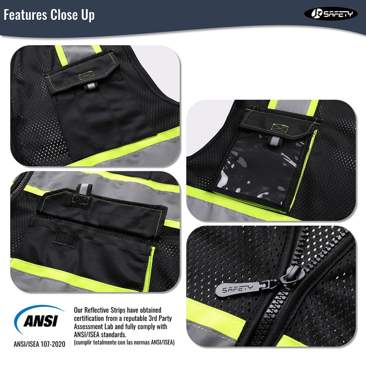 JKSafety 8 Pockets Two-Tone Mesh Hi-Vis Reflective Safety Vests (JK220-EV)