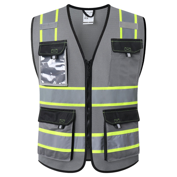 JKSafety 8 Pockets Two-Tone Mesh Hi-Vis Reflective Safety Vests (JK220-EV)