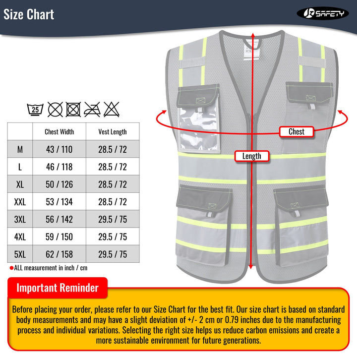 JKSafety 8 Pockets Two-Tone Mesh Hi-Vis Reflective Safety Vests (JK220-EV)