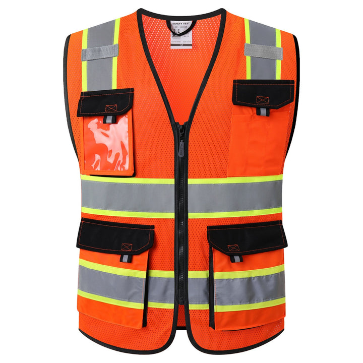 JKSafety 8 Pockets Two-Tone Mesh Hi-Vis Reflective Safety Vests (JK220-C2)