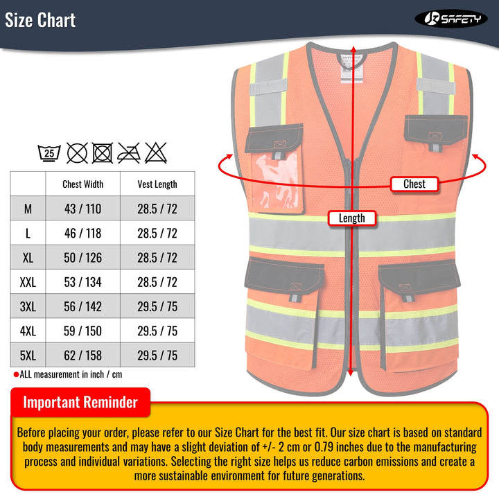 JKSafety 8 Pockets Two-Tone Mesh Hi-Vis Reflective Safety Vests (JK220-C2)