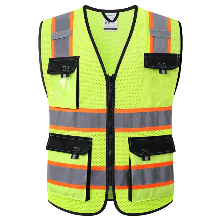 JKSafety 8 Pockets Two-Tone Mesh Hi-Vis Reflective Safety Vests (JK220-C2)