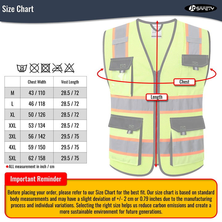 JKSafety 8 Pockets Two-Tone Mesh Hi-Vis Reflective Safety Vests (JK220-C2)