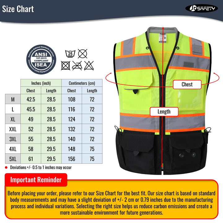 JKSafety Heavy Duty Reflective Surveyor Safety Vest Cushioned Collar (JK188-C1)