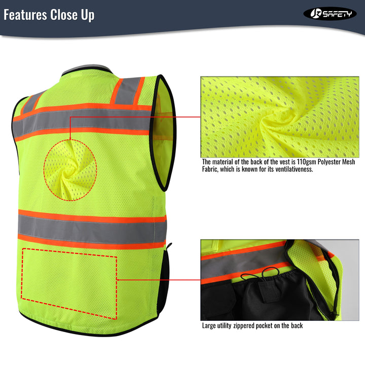 JKSafety Heavy Duty Reflective Surveyor Safety Vest Cushioned Collar (JK188-C1)